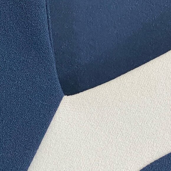 Halston V- neck Pullover Blouse/ Long Sleeve Top Navy Blue / White S - Picture 4 of 6